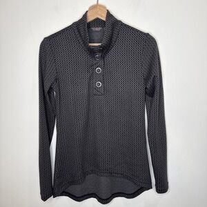 Merrell Pullover Tunic 1/4 Snap Button Women's S Gray Geometric Activewear Sport